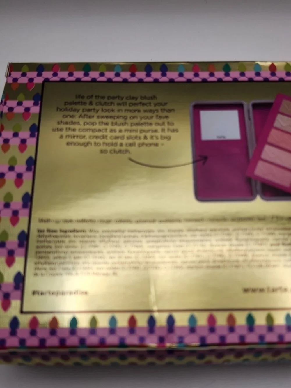 TARTE Life of The Party Clay Blush Palette & Glitter Clutch Limited Edition NIB